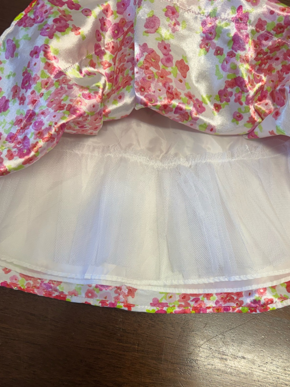 Youngland White Floral Coral Pink Green Ribbon Flower Dress - Picture 4 of 7
